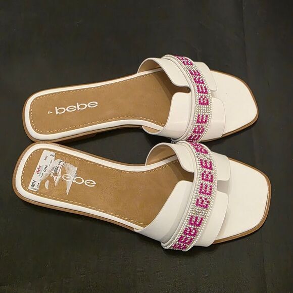 BRAND NEW BEBE RHINESTONE SLIDE SANDAL R3 - Picture 4 of 16